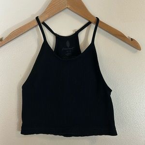 Free People Movement Black Ribbed Bra Longline Cami Top